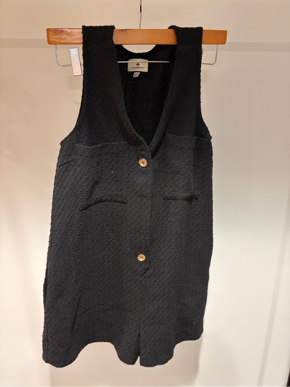 Tuckernuck Black Sleeveless Knit Romper with Button Front